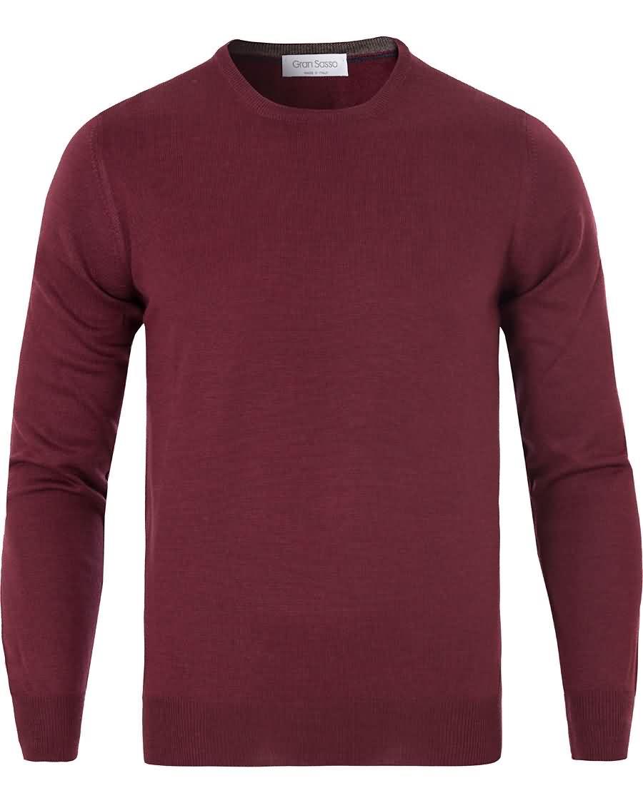 gran sasso merino fashion fit c-neck pullover bordeaux red Nettbutikk hbive